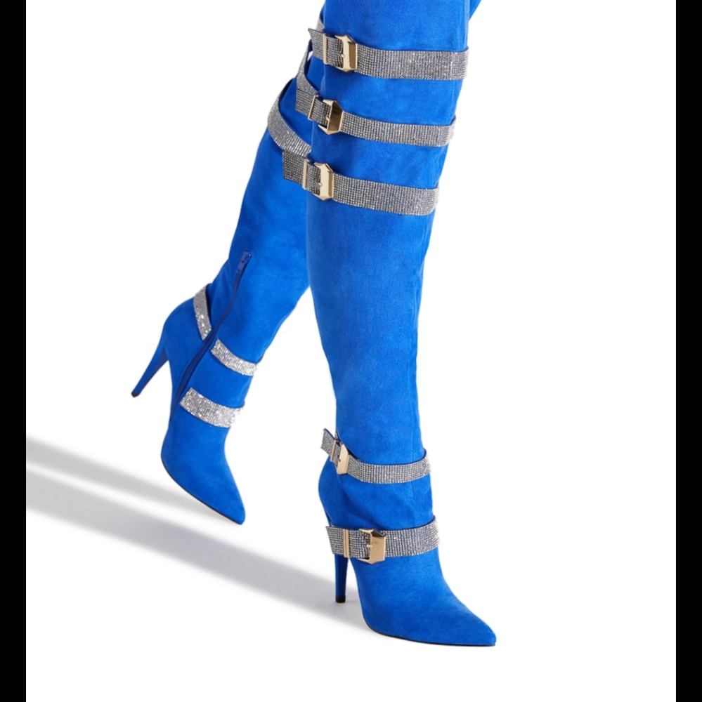 Blue dazzle boots